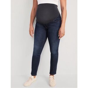 Old Navy Maternity Full Panel Skinny Jeans Fern Dark Wash Denim - 0 Long